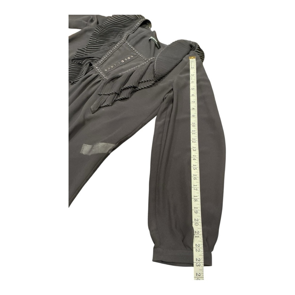 Zara Basic Dark Gray Pleated Ruffle Blouse Long S… - image 5